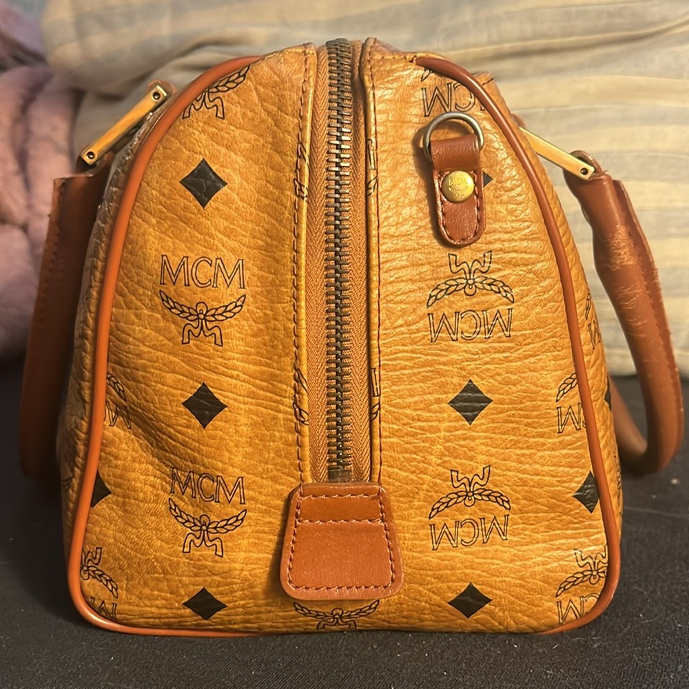 MCM Orange and Brown Logo Satchel - Picture 4 of 15